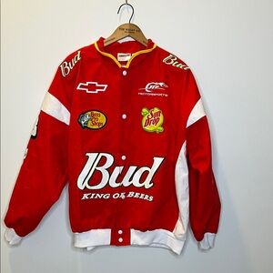 Budweiser NASCAR Racing Varsity Jacket Red Snap Front